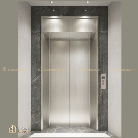 Gia công khung bao rộng cửa thang máy với inox 304 xước trắng, inox 304 gương trắng - Mẫu COX-PVDS-5