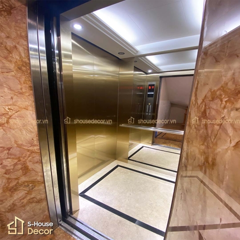Trang Trí Cabin Thang Máy – Kết Hợp Inox 304 Champagne Xước & Inox Trắng Gương - OCTM28