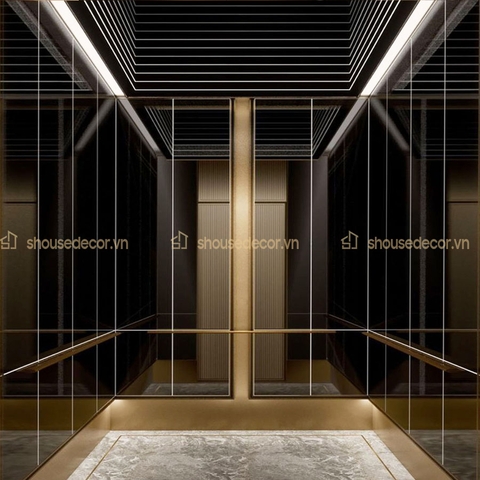 Ốp inox cabin thang máy mạ đen gương mẫu OCTM01
