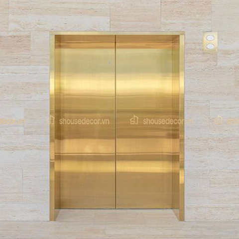 Ốp Inox Vàng Cho Thang Máy Tường Mẫu OTMTV06
