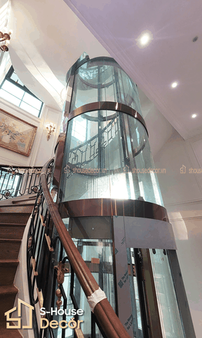 TRANG TRÍ THANG MÁY ĐẲNG CẤP VỚI ỐP INOX KHUNG THÉP THANG MÁY TRÒN