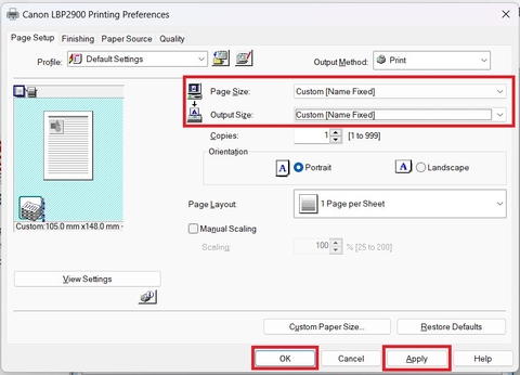Cách in khổ giấy A6, A7 trên máy in Canon LBP 2900