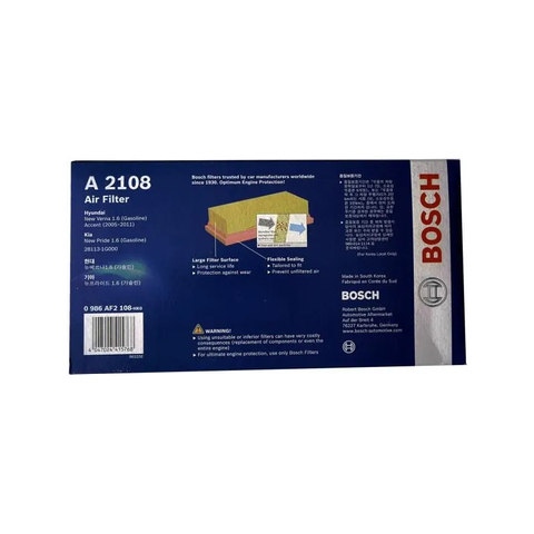 Lọc gió động cơ Hyundai Accent 1.4 (2005-2011); KIA Rio 1.4i (2005-2011) chính hãng Bosch (0986AF2108)
