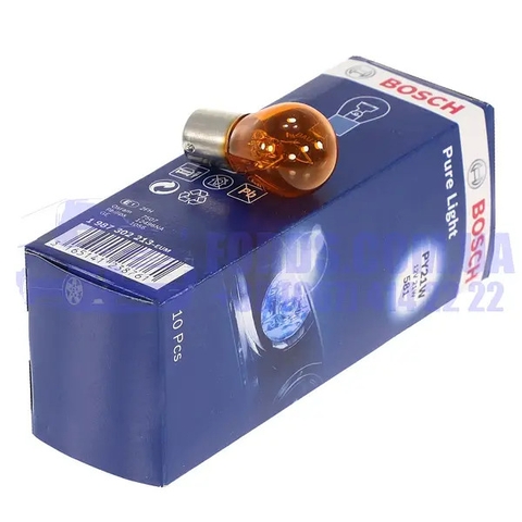 Bóng đèn phanh chân cài 1 tóc vàng PY21W 12V (bóng xanh) chính hãng Bosch (1987302213)