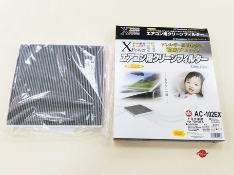 Lọc gió điều hòa than hoạt tính cao cấp, kháng virus, bắt bụi mịn PM2.5 TOYOTA Camry (2001-2006); Land Cruiser Prado (2002-2009); Vios (2002-2013); Yaris (1999-2005) chính hãng VIC Nhật Bản (AC-102EX)