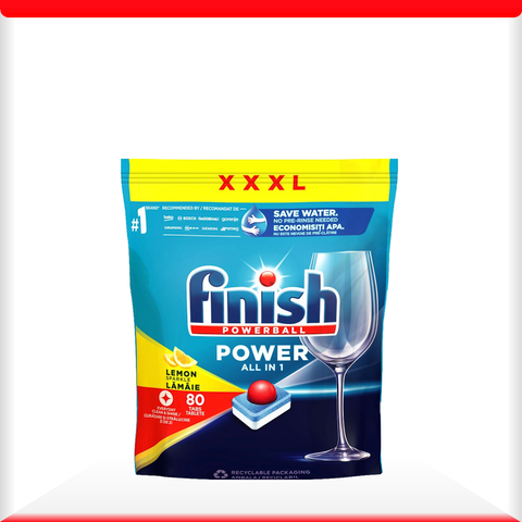 Viên rửa bát Finish Power All IN 1 nhập khẩu châu âu 80v (loại viên to) - Hương Chanh