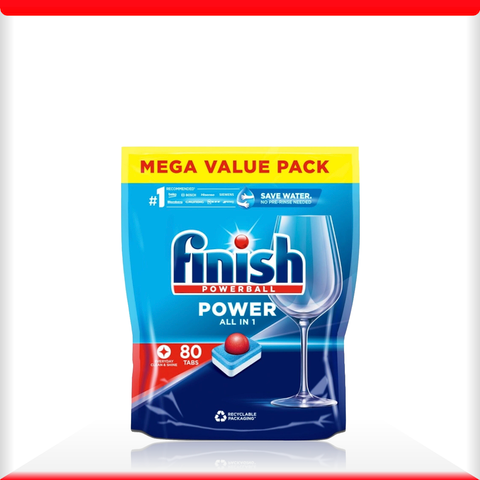 Viên rửa bát Finish Power All IN 1 nhập khẩu châu âu 80v (loại viên to) - Hương Soda