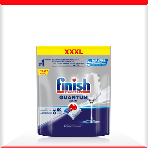 Viên rửa bát Finish Quantum All IN 1 nhập khẩu châu âu 60v (loại viên to) - Hương Soda