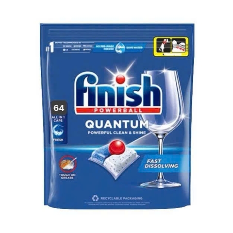 Viên rửa bát Finish Quantum - Túi 64 viên không hương (regular)