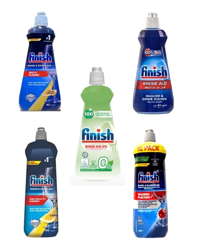 Nước làm bóng bát đĩa Finish 400ml; 800ml; ECO 0% 400ml Mùi Hương Regular; Lemon (Rinse aid)