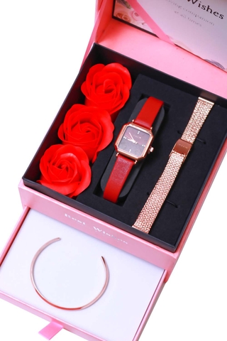 Combo Quà Tặng Đồng Hồ Nữ JA-1370C Kèm Dây Mesh + Lắc Tay JSB078
