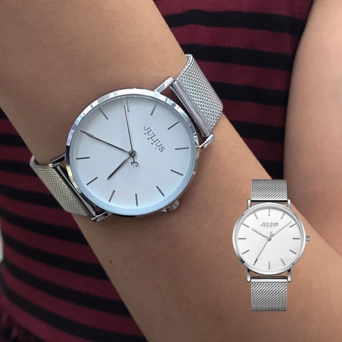 Đồng Hồ Unisex JA-1164MA Julius Hàn Quốc Dây Thép (Bạc)