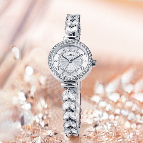 Đồng Hồ Nữ GAIDU KD-2308 Dây Thép (Trắng Bạc)
