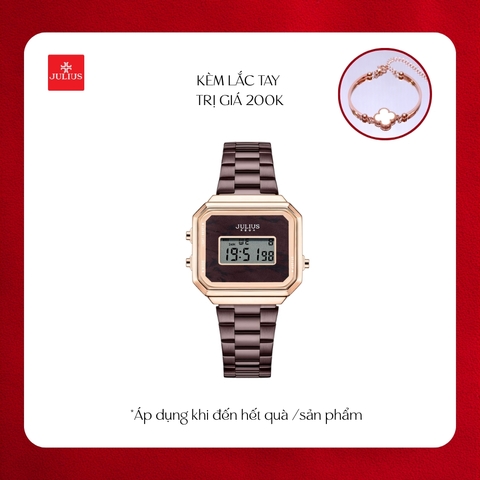 Đồng Hồ Nữ JA-1347C Julius Hàn Quốc Dây Thép (Nâu)