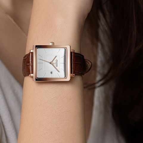 Đồng Hồ Nữ JA-1207B1 Julius Hàn Quốc Dây Da (Nâu )