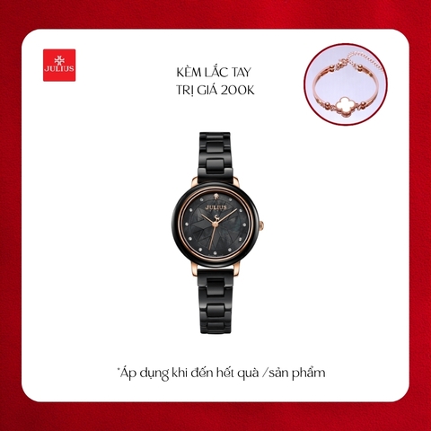 Đồng Hồ Nữ JS-062C Julius Star đá Ceramic (Đen)