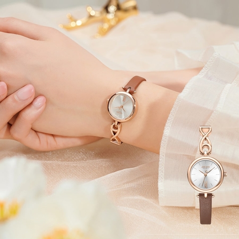 Đồng Hồ Nữ JA-1351B Julius Hàn Quốc Dây Da  (Nâu)
