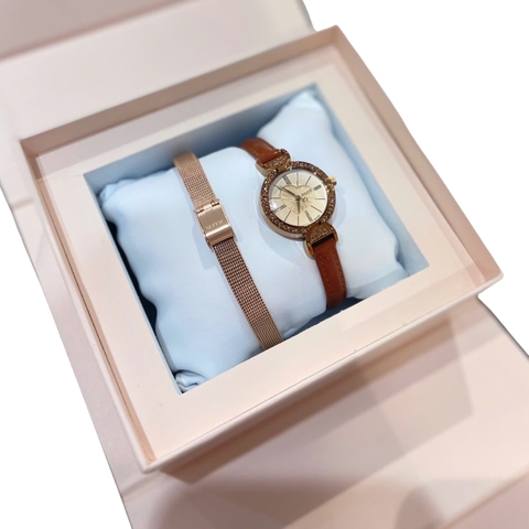 Combo Quà Tặng Đồng Hồ Nữ JA-779E Kèm Dây Mesh