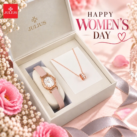 Combo Quà Tặng Đồng Hồ Nữ Julius JA-544K Off + ES581