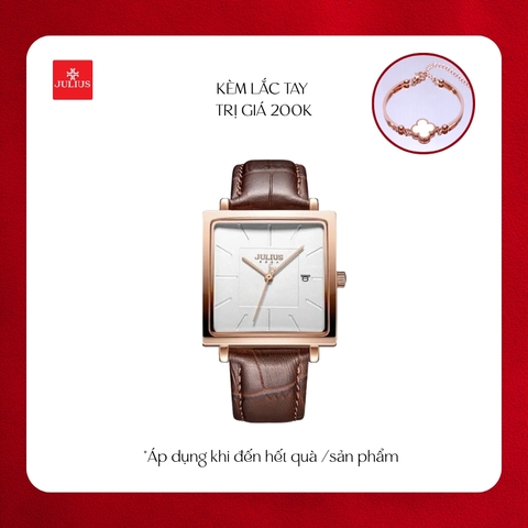 Đồng Hồ Nữ JA-1207B1 Julius Hàn Quốc Dây Da (Nâu )