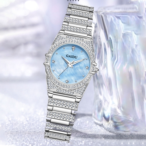 Đồng Hồ Nữ GAIDU KD-3003 Dây Thép (Xanh Xà Cừ)