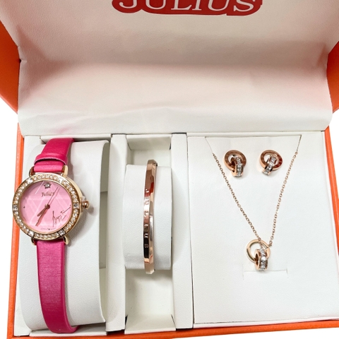 Combo Đồng Hồ Nữ JA-823D Julius Hàn Quốc + JSB078 + ES096