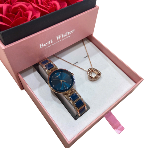 Combo Quà Tặng Đồng Hồ Nữ JA-1209C Julius + Dây Chuyền ES482