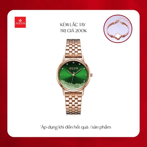 Đồng Hồ Nữ JA-1283B Julius Hàn Quốc Dây Thép (Xanh)