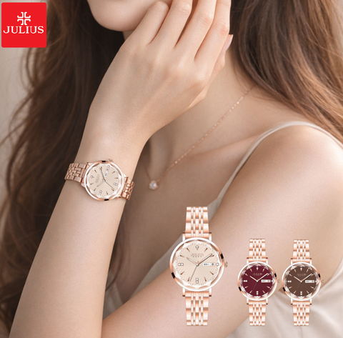 Đồng Hồ Nữ JA-1522 Julius Hàn Quốc Dây Thép (3 màu)