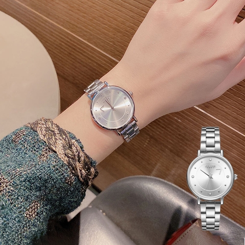 Đồng Hồ Nữ  JA-1248A Julius Hàn Quốc Dây Thép (Bạc)