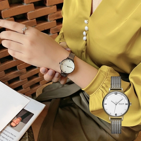 Đồng Hồ Nữ JA-1251D Julius Hàn Quốc Dây Thép (Demi Bạc)