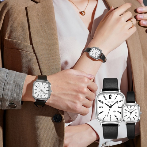 Đồng Hồ Julius JA-1418MA/LA Hàn Quốc Dây Da ( Đen Mặt Trắng)