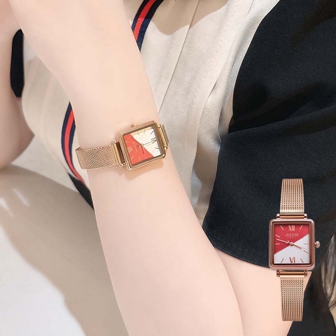 Đồng Hồ Julius JA-1317A1 Hàn Quốc Dây Thép (Đỏ)