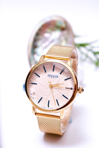 Đồng Hồ Nữ JA-888B1 Julius Hàn Quốc Dây Thép (Vàng )