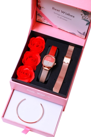 Combo Quà Tặng Đồng Hồ Nữ JA-1240C Kèm Dây Mesh + JSP078