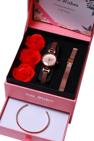 Combo Quà Tặng Đồng Hồ Nữ JA-925E Kèm Dây Mesh + Lắc Tay JSB078