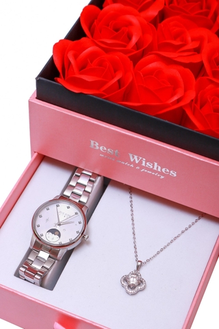 Combo Quà Tặng Đồng Hồ Nữ Julius JS-029A + Dây Chuyền ESME ES171AKC