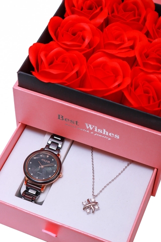 Combo Quà Tặng Đồng Hồ Nữ Julius  JS-062C Julius Star + Nữ Trang ESME ES180AS