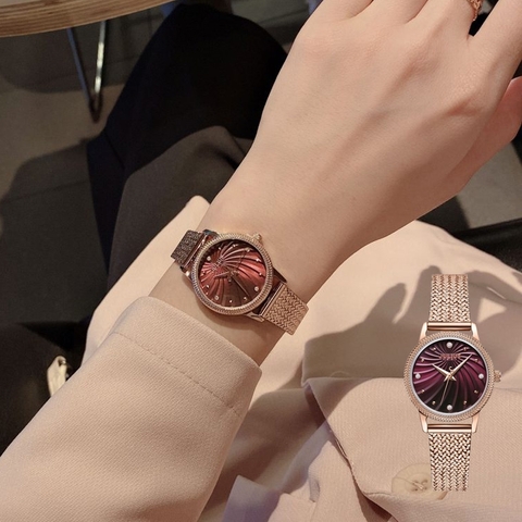 Đồng Hồ Nữ JA-1219C Julius Hàn Quốc Dây Thép (Mặt Đỏ)