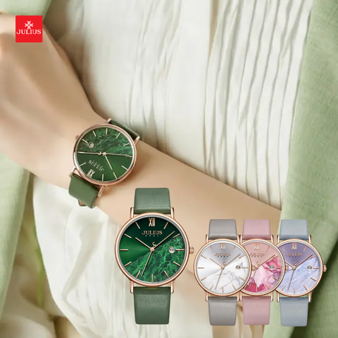 Đồng Hồ Nữ JA-1312 Julius Hàn Quốc Dây Da ( 3 màu)