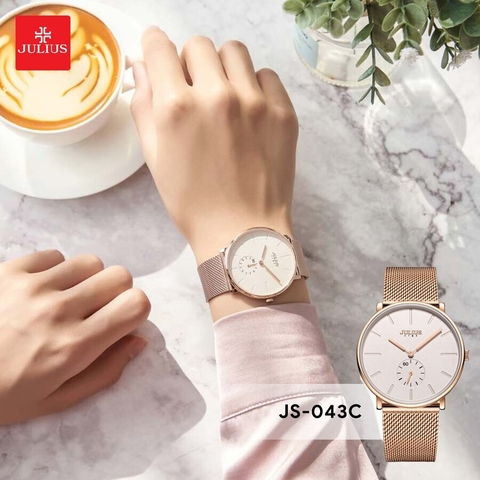 Đồng Hồ Nữ JS-043 Kính Sapphire Julius Hàn Quốc Dây Thép (4 Màu)