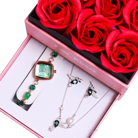 Combo Quà Tặng Đồng Hồ Nữ JA-1425B Julius Hàn Quốc + ES092