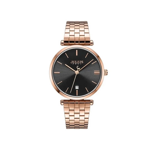 Đồng Hồ Nam Julius Hàn Quốc Dây Thép JA-1260MC (Hồng Mặt Đen)