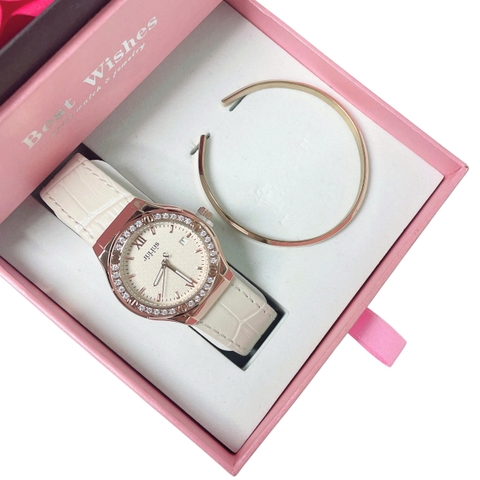 Combo Quà Tặng Đồng Hồ Nữ JA-1395C + Vòng Tay Julius JSB078