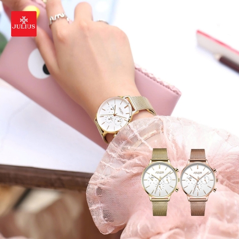 Đồng Hồ Nữ JS-005 Julius Star Hàn Quốc Dây Thép (2 Màu)