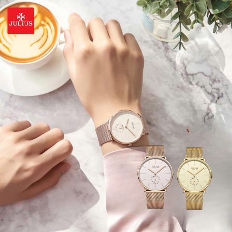 Đồng Hồ Nữ JS-043 Kính Sapphire Julius Hàn Quốc Dây Thép (2 Màu)