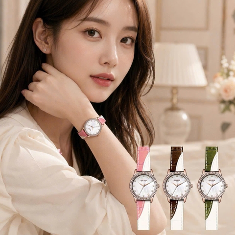 [New Arrival] Đồng Hồ Nữ JA-1593 Julius Mặt Xà Cừ  Dây Da(3 màu)