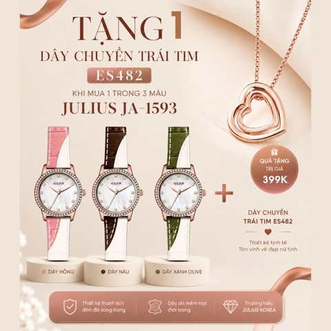 [New Arrival] Đồng Hồ Nữ JA-1593 Julius Mặt Xà Cừ  Dây Da(3 màu)