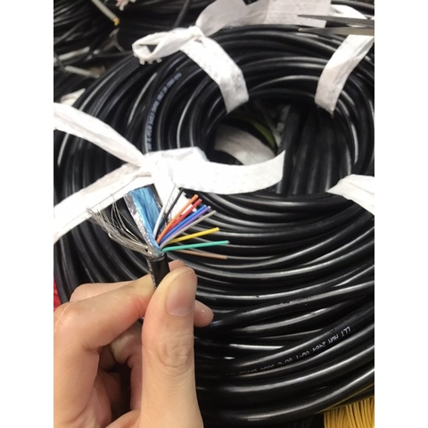[1m] Dây điện tín hiệu 10cx26AWG ( 0.15mm2) có bọc kim chống nhiễu lõi đồng mạ nhiều màu phân biệt - Vỏ ngoài màu đen