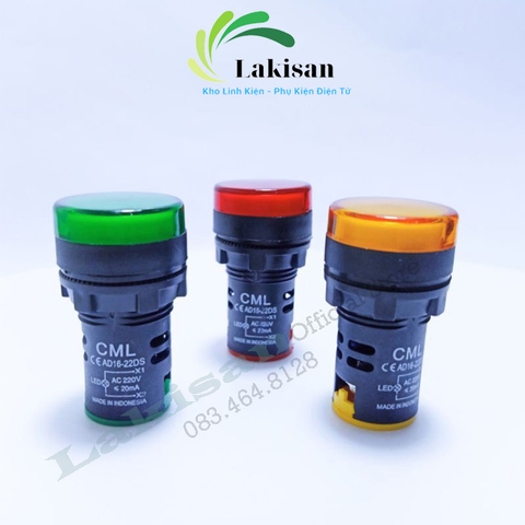 Đèn báo pha tủ điện phi 22mm 220V | Lakisan | Xanh - Đỏ - Vàng